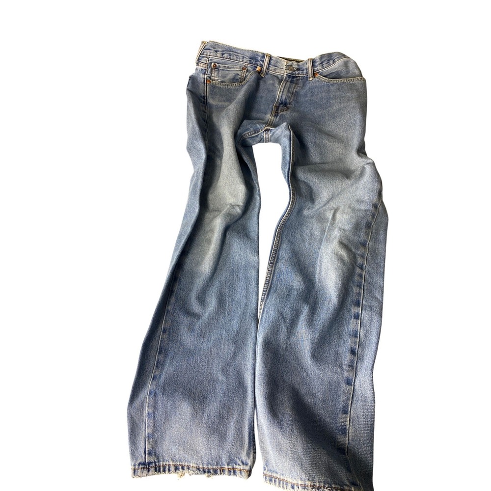 Levi Strauss 32x32 Light Wash Blue Jeans Mens Straight Leg Classic Fit